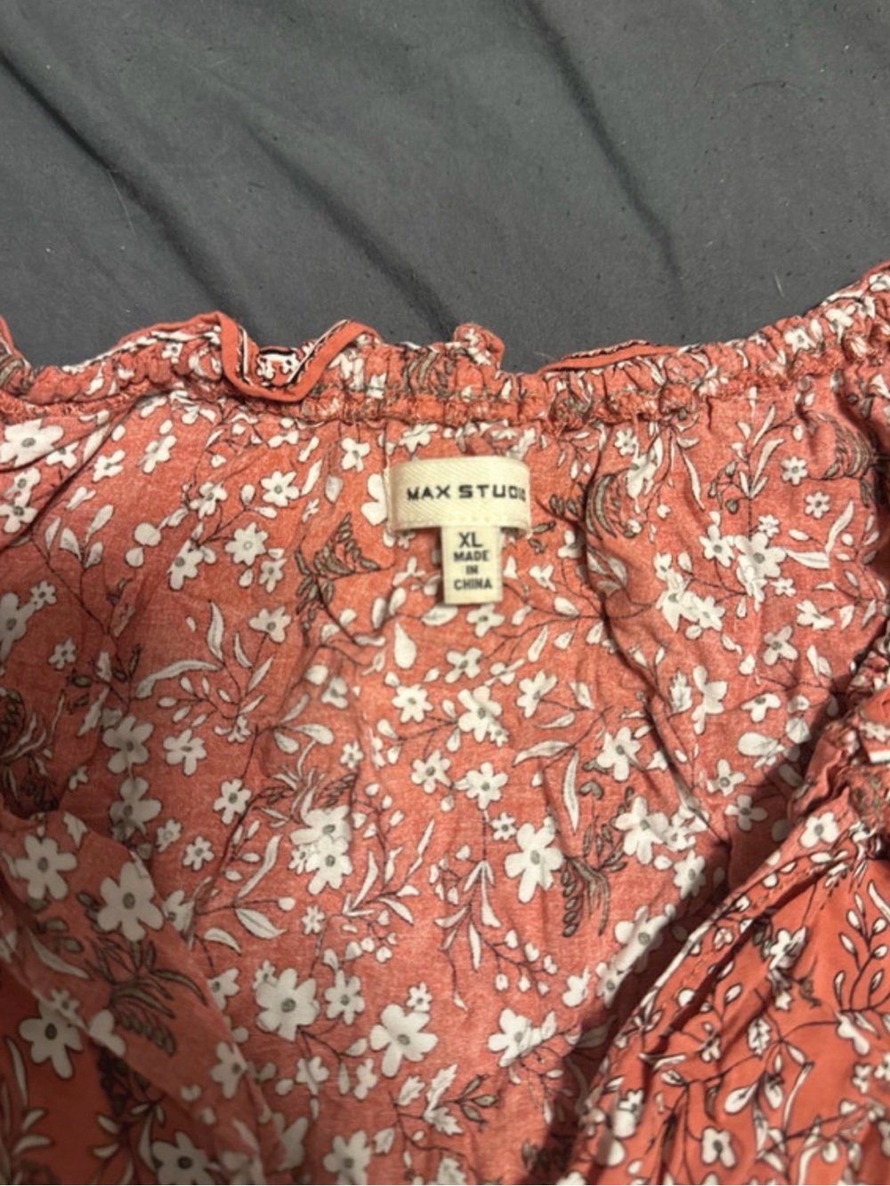 Max Studio Rust Floral Ruffle Tiered Tunic - Picture 2 of 3